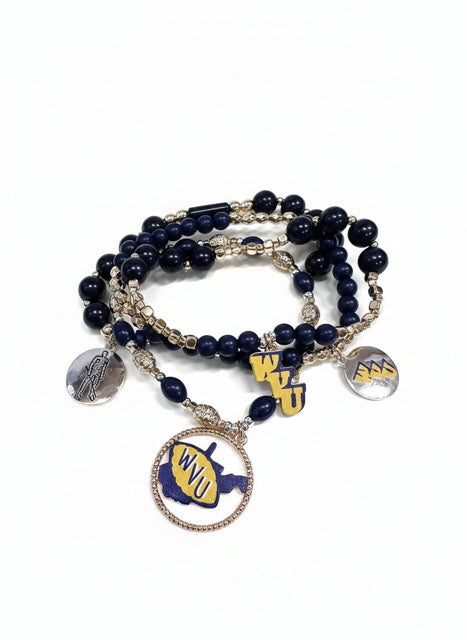 WVU Stacked Charm Bracelet