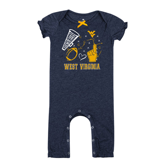 WVU Infant Pom Pom Outfit