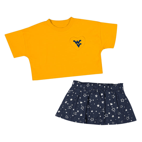 WVU Toddler Girls Star League Tee and Skort Set