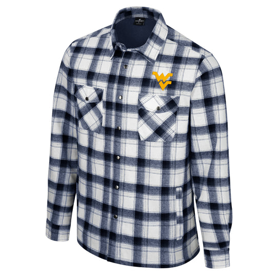 WVU Mens Silent Majesty Plaid Snap Jacket