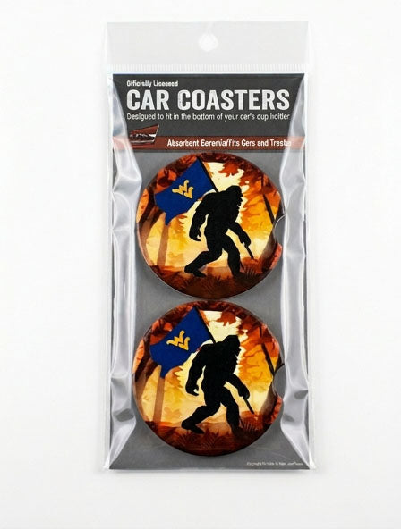 WVU 2 Set Bigfoot Car Coasters