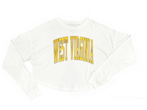 WVU Crop Drop Shoulder Long Sleeve Tee