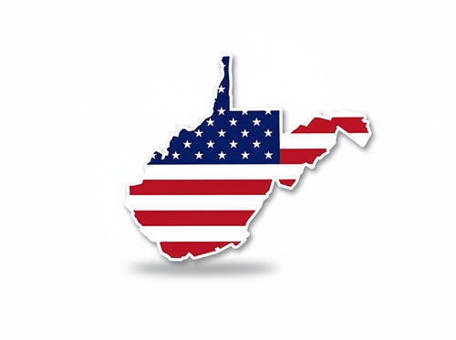 WVU Xl American Flag State Outline Decal