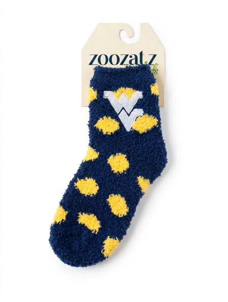 WVU Youth Dot Fuzzy Socks