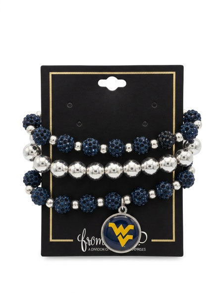 WVU Stacked Bling Bracelet