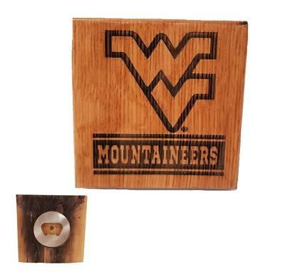 WVU Wine Barrel Coaster Set