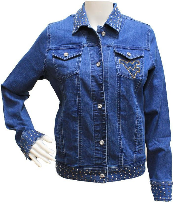 WVU Crystal Button Denim Jacket