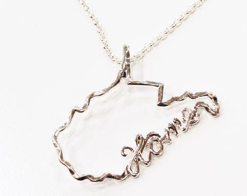 WVU State Shape Home Necklace