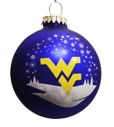 WVU Logo Glitter Ball Ornament