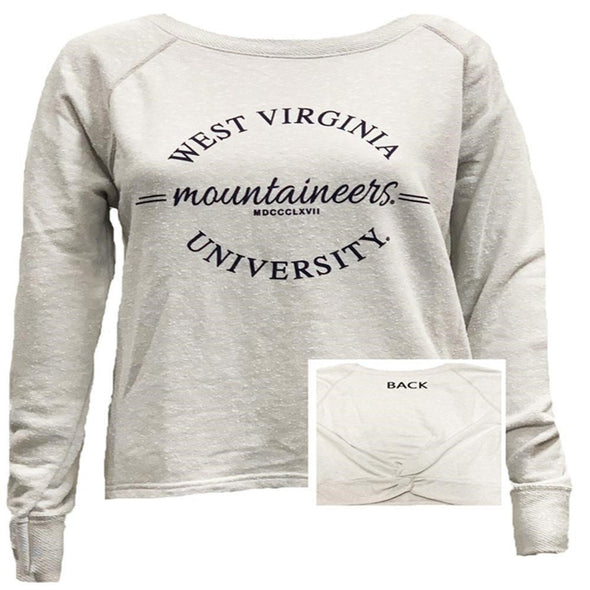 WVU Unwind Back Knot Crew