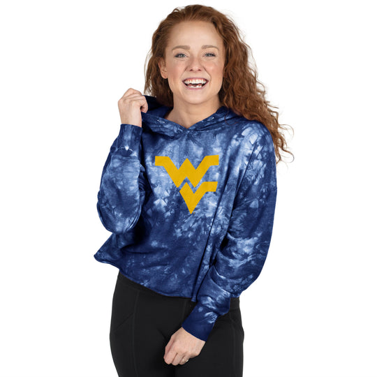 WVU Cropped Tie Dye Hoodie