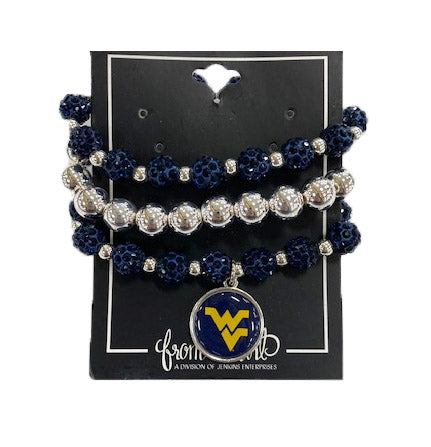 WVU Stacked Bling Bracelet
