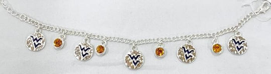 WVU Hammered Circle Bracelet