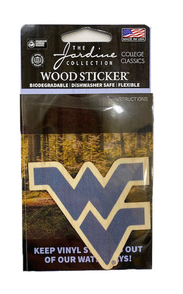 WVU Flying WV Wooden Sticker