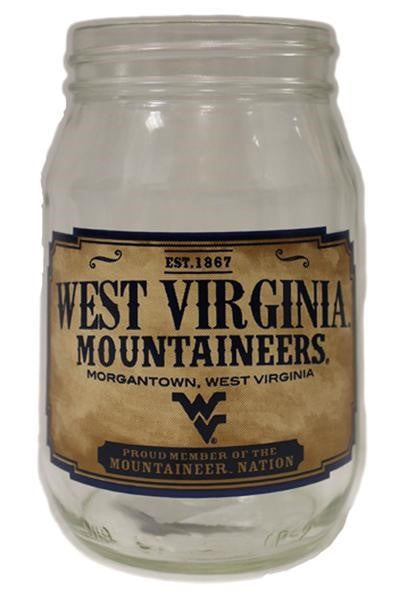 WVU Mason Jar Drinking Glass