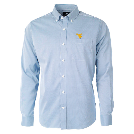 WVU Pinstripe Stretch Long Sleeve Button Down