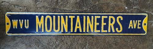 WVU Mountaineers Ave Metal Sign