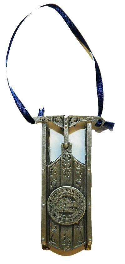 WVU Pewter Sled Ornament