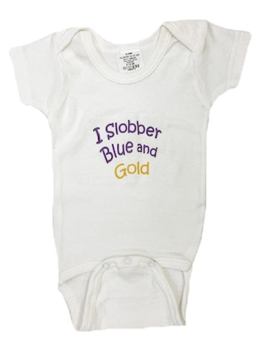 WVU I Slobber Blue and Gold Onesie